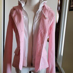 Pink Corduroy Jacket with Jersey Trim and Hoodie  Size M